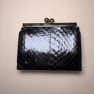 Vintage Snakeskin and Leather Black Saks 5th Avenue Wallet/Coin Purse
